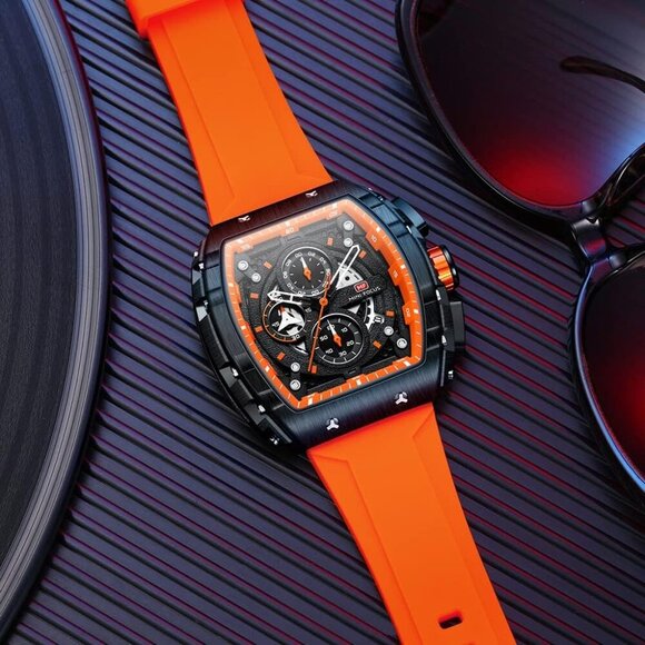 AIMES Orange Men Fashion Wristwatch Large Dial Luminous Waterproof Silicon Strap - Picture 4 of 7